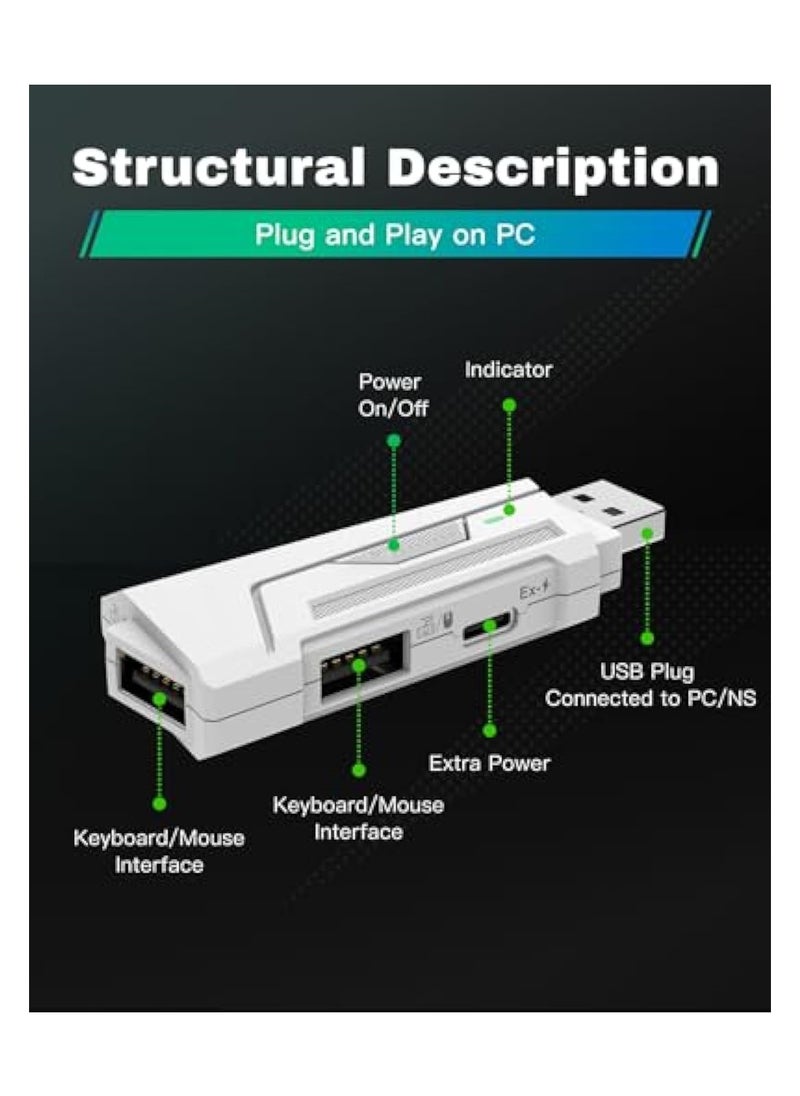 SYOSI - PC Gaming Keyboard Mouse Adapter for Assisted Aiming, Keyboard to Joystick Converter Gaming Joystick Adapter Customizable Gaming Adapter App Customization Adapter Mouse Joystick Adapter Flex Mapping - Image 1