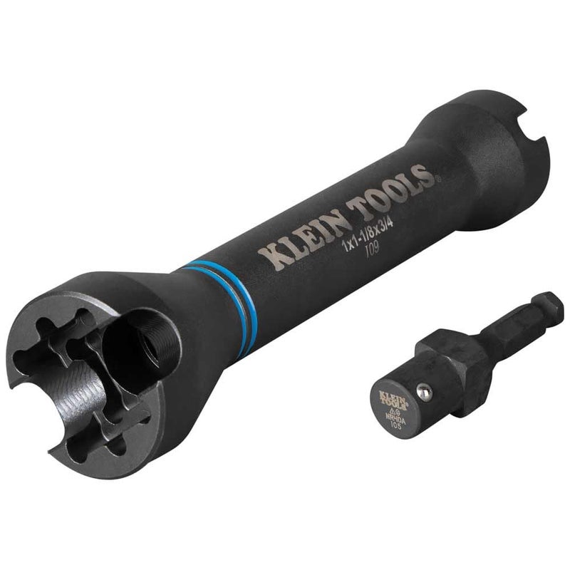Klein Tools NRHD 5In1 Impact Socket Features Three Square Socket Sizes 341 and 118 Inch and Small and Large Alignment Slots