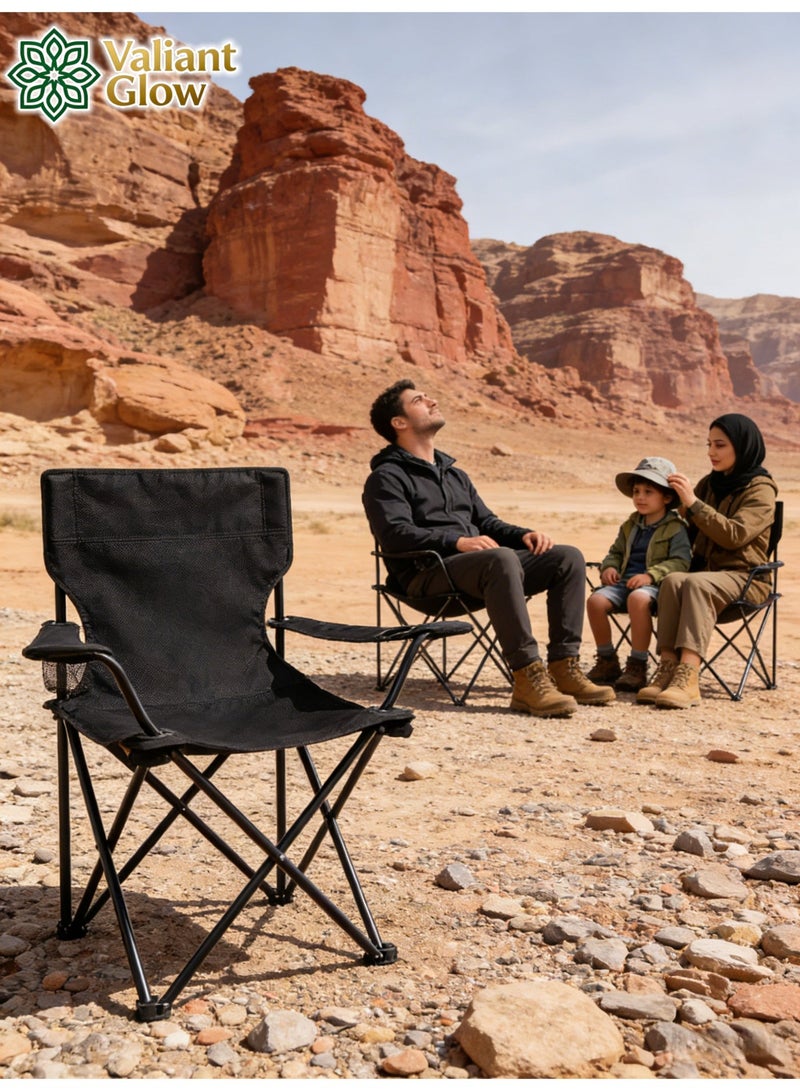Valiant Glow (Portable emergency chair) Portable camping chair (with carrying bag) | Folding fishing chair with armrests and cup holder | Can be used as a sports chair, outdoor chair, and lawn chair | Durable and multifunctional folding chair | Portable beach chair - Image 2