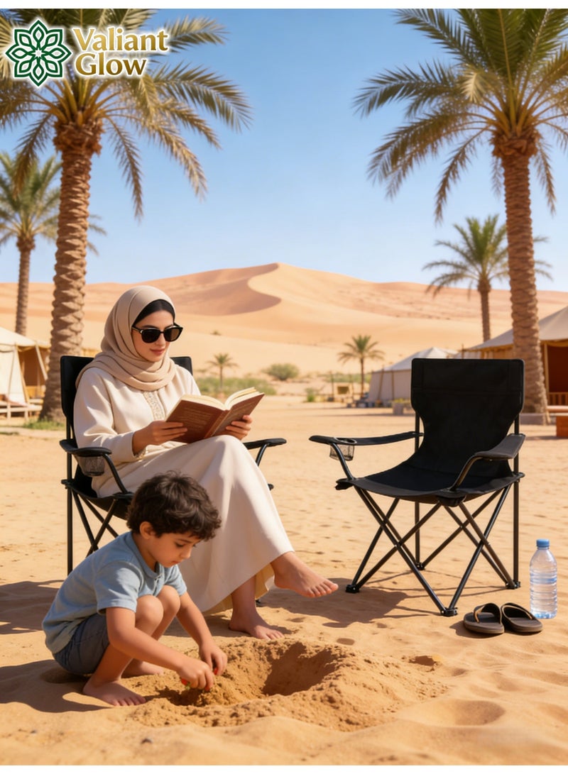 Valiant Glow (Portable emergency chair) Portable camping chair (with carrying bag) | Folding fishing chair with armrests and cup holder | Can be used as a sports chair, outdoor chair, and lawn chair | Durable and multifunctional folding chair | Portable beach chair - Image 3