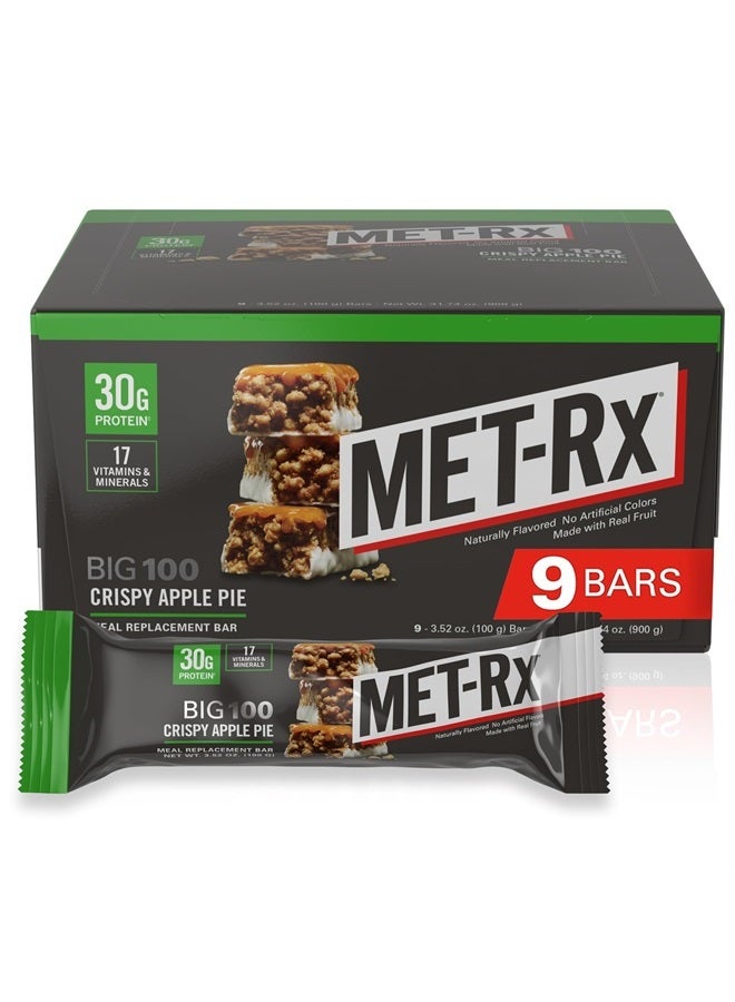 MET-Rx Big 100 Colossal Protein Bars, Crispy Apple Pie Meal Replacement Bars, 9 Count - Image 1