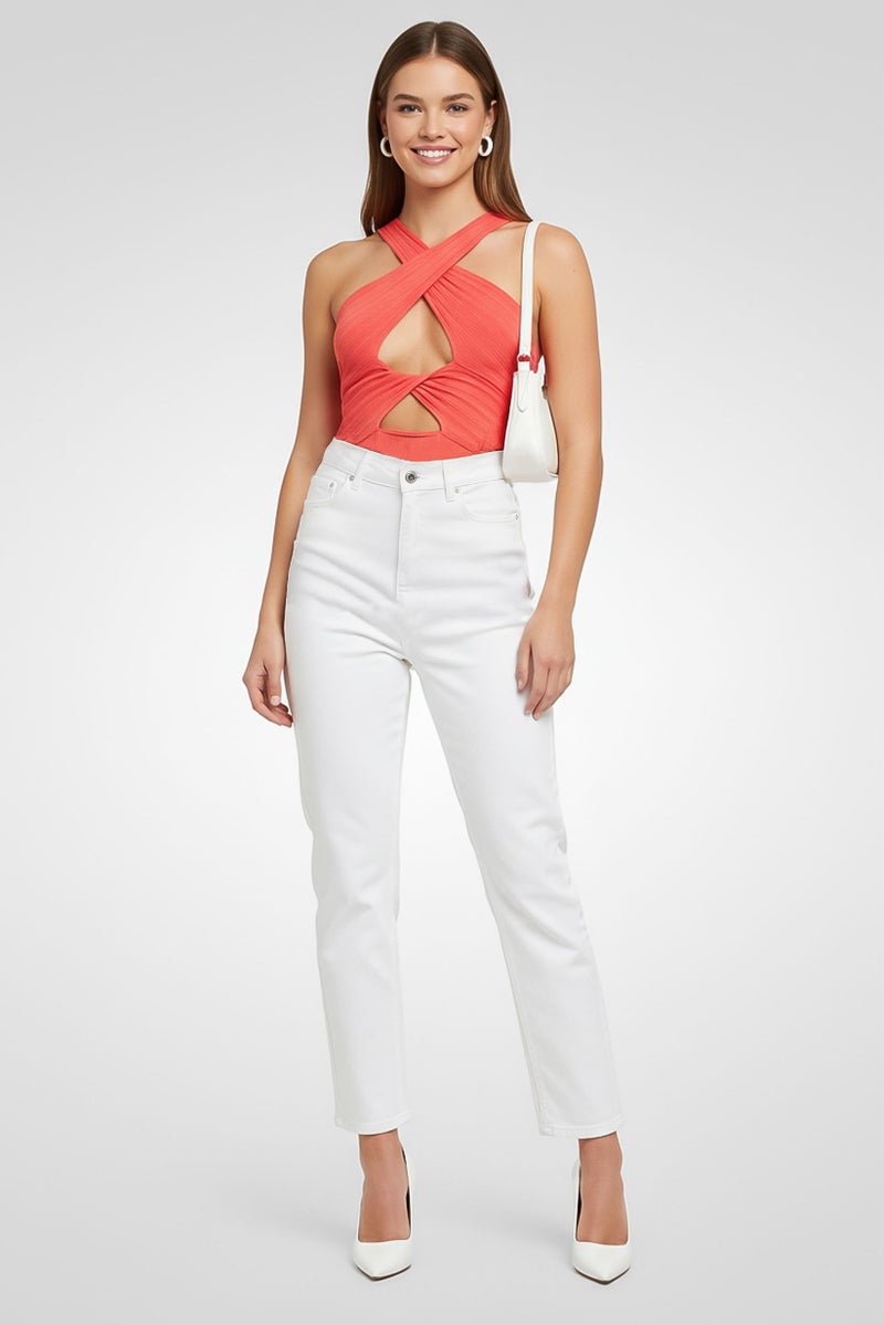 STELLA MCCARTNEY Women Ribbed Bodysuit, Red - Image 2