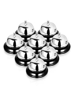 FVIEXE 8Pcs Service Bell, Big Metal Call Bell Desk Bell Counter Ring Bell For Service Front Desk Bell For Kitchen Restaurant Bar Hotel School Pet Dog Training, 3.35 Inch Diameter, Silver  - Image 1