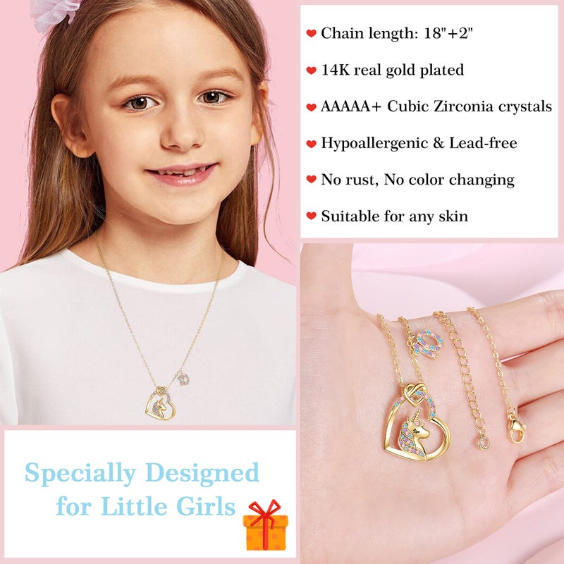 Hidepoo 3 Year Old Girl Birthday Gifts - Uniocrn Gifts 14K-Gold-Plated Colorful CZ Heart Pendant Unicorn Necklace Birthday Gift for 3 Year Old Girl Unicorns Gift for Girls Jewelry - Image 4