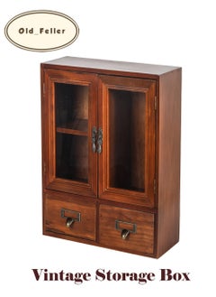 Old_Feller Vintage Storage box V60 Tools Storage Box Large capacity Wooden Cosmetic box Storage  Cute Stylish Tabletop Small item storage Small item storage Drawer Stationery Cosmetics Skin care Storage  - Image 1