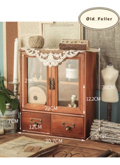 Old_Feller Vintage Storage box V60 Tools Storage Box Large capacity Wooden Cosmetic box Storage  Cute Stylish Tabletop Small item storage Small item storage Drawer Stationery Cosmetics Skin care Storage  - Image 2