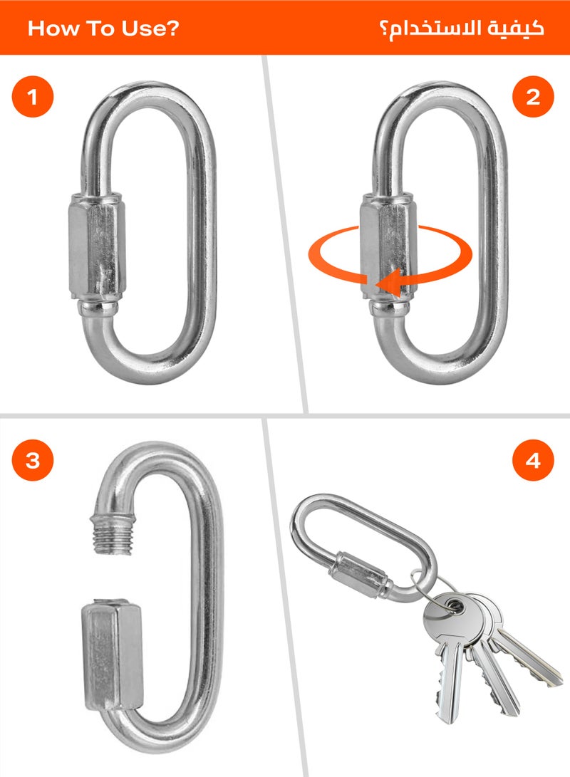 LAWAZIM Carabiner Hook with Screw Lock -4 Piece 8x80mm- Anti-Corrosion Screw Lock Quick Link Connector with Threaded Closure - for Chains, Ropes, Pet Leashes, Gym, DIY, Camping, Outdoor & Utility Use - Image 5