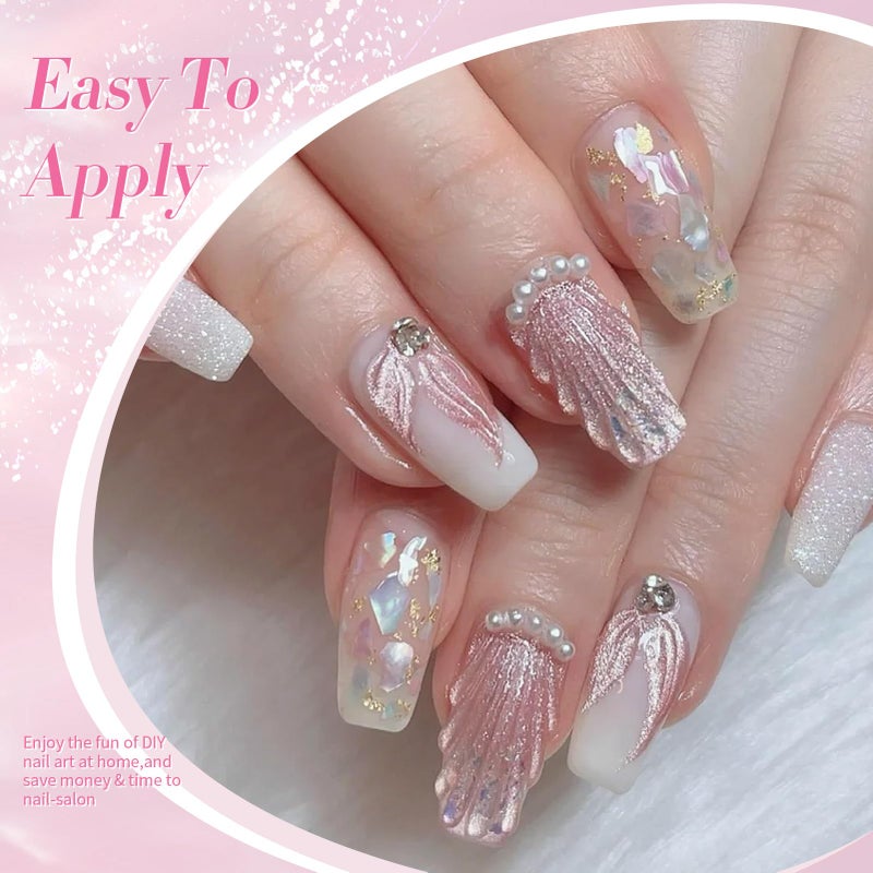 Born Pretty Pearl Gel Nail Polish Aurora Iridescent Glitter Shimmer Mermaid Pearl Gel Polish Drawing Gel Nail Polish Shell Swirl Thread Effect Nail Gel Soak Off Led Summer DIY Gift 6PCS - Image 2
