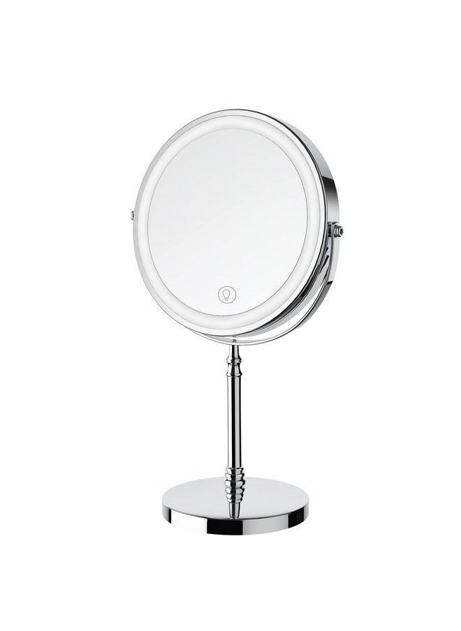 DEIOVWXS Lighted Makeup Mirror, 3000 mAh Rechargeable Double Sided Magnifying Mirror with 3 Colors, 1x/10x 360° Rotation Vanity Mirror, Brightness Adjustable Magnification Cosmetic Light up Mirror, Women Gift  - Image 1