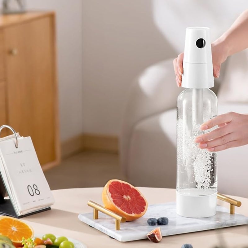 Portable 1000ml Soda Maker Accessory Compact Dual Lid Design For Fizzy Drinks Green - Image 3