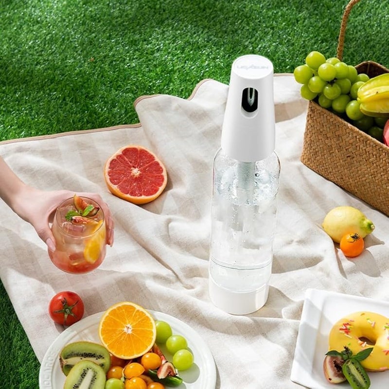 Portable 1000ml Soda Maker Accessory Compact Dual Lid Design For Fizzy Drinks Green - Image 5