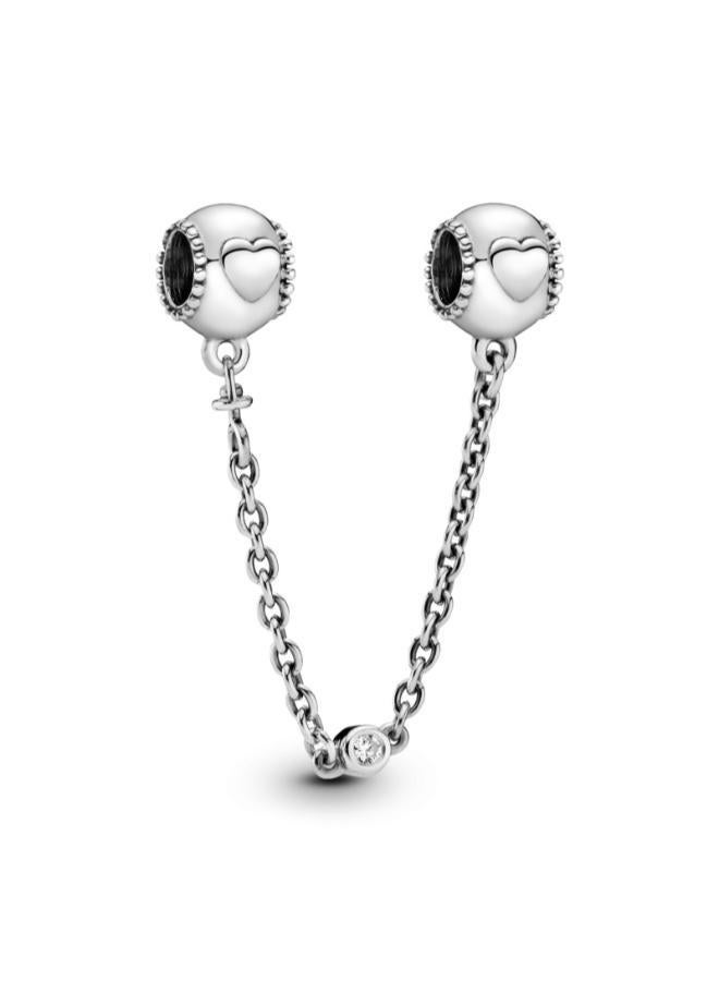 PANDORA Embossed Hearts Safety Chain Clip Charm - Image 1