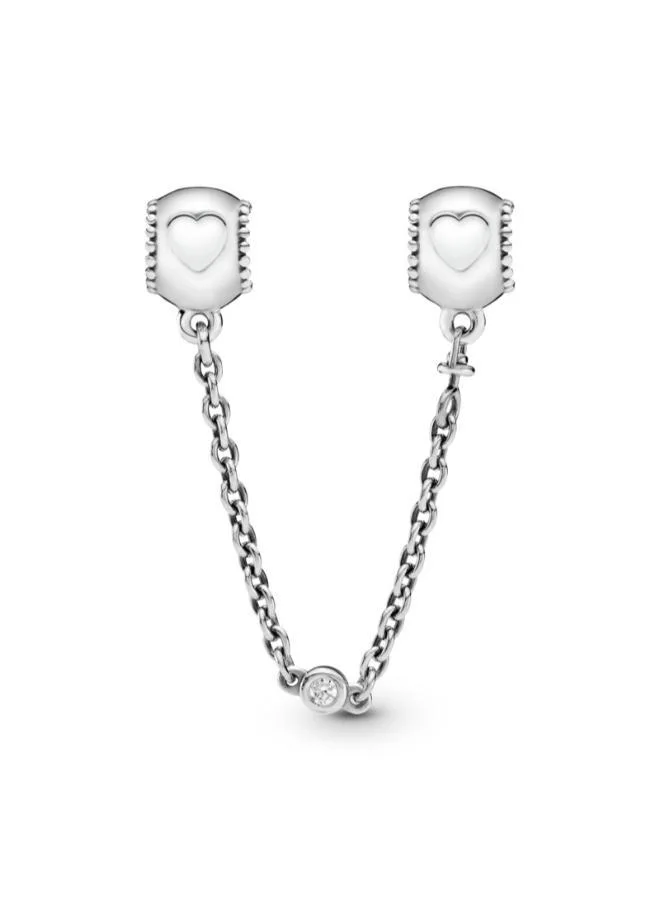 PANDORA Embossed Hearts Safety Chain Clip Charm