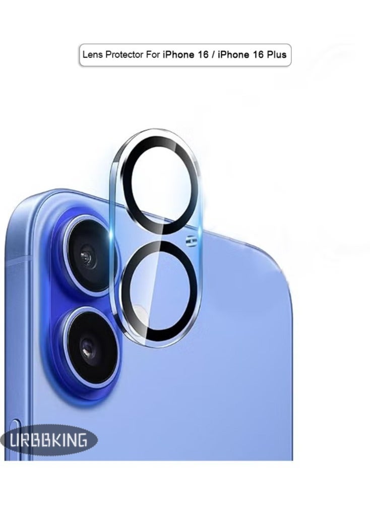 يوارب كينج iPhone 16 / iPhone 16 Plus غطاء حماية عدسة الكاميرا الزجاجية ، فائقة الدقة ، صلابة 9H ، مكافحة الخدوش ، غلاف ودية ، سهلة التركيب [لا تؤثر على التصوير الليلي]  - Image 1