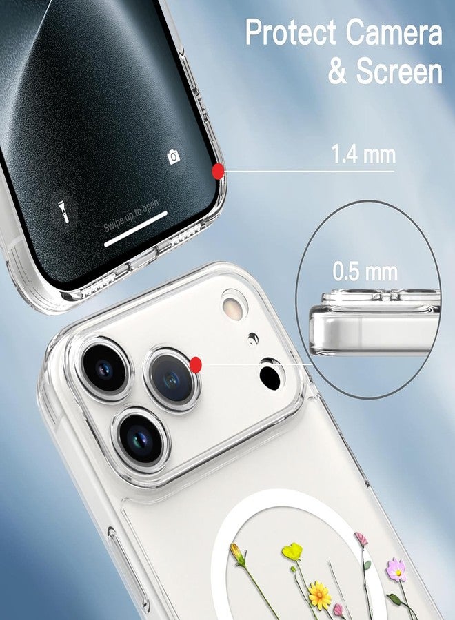 أو أو كيه جراب OOK المغناطيسي لهاتف iPhone 17 Pro Max، بتصميم زهور شفافة مقاومة للصدمات [متوافق مع MagSafe] [حماية من السقوط من ارتفاع 10 أقدام وفقًا لمعايير MIL]، مقاس 6.9 بوصة - Image 3