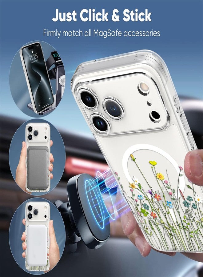 أو أو كيه جراب OOK المغناطيسي لهاتف iPhone 17 Pro Max، بتصميم زهور شفافة مقاومة للصدمات [متوافق مع MagSafe] [حماية من السقوط من ارتفاع 10 أقدام وفقًا لمعايير MIL]، مقاس 6.9 بوصة - Image 4