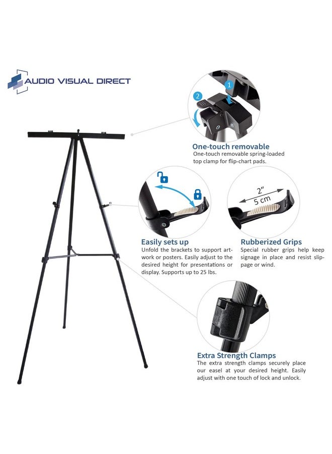 Audio-Visual Direct - Lightweight Aluminum Flipchart Presentation Easel 70 Inches Black - Image 1