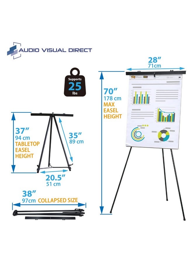 Audio-Visual Direct - Lightweight Aluminum Flipchart Presentation Easel 70 Inches Black - Image 1