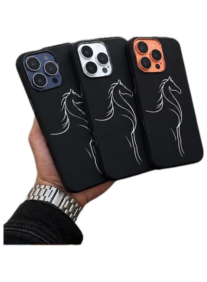 غطاء كاميرا مغناطيسي منزلق بتصميم حصان لهاتف iPhone 16 Pro Max - غطاء خلفي واقٍ مقاوم للصدمات - Image 1
