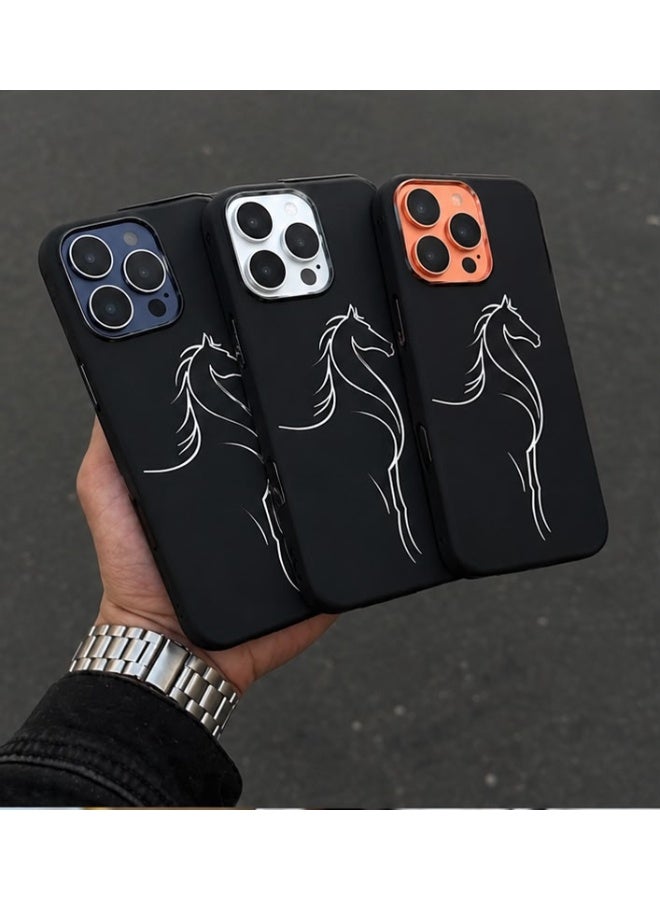 غطاء كاميرا مغناطيسي منزلق بتصميم حصان لهاتف iPhone 16 Pro Max - غطاء خلفي واقٍ مقاوم للصدمات - Image 2