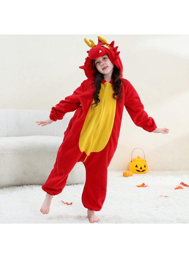 Halloween Cartoon Animal Cosplay Costume Homewear Zipper Hooded Dinosaur Shark Jumpsuit Pajamas for Kids Women Unisex Clothes - Image 1