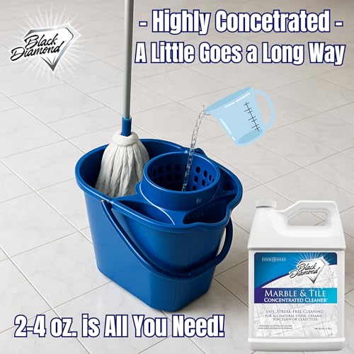Black Diamond Stoneworks MARBLE & TILE FLOOR CLEANER. Great for Ceramic, Porcelain, Granite, Natural Stone, Vinyl and Brick. No-rinse Concentrate.(1-Gallon) - Image 5