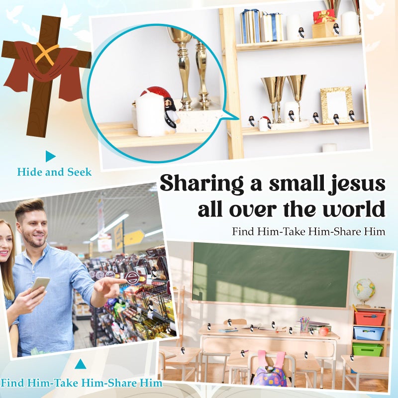 Bememo 25 Pcs Little Jesus Figures Original Design Jesus Love You Mini Rubber Toys to Hide and Seek Christmas Religious Party Favors Sunday School Baptism Gifts(Colorful) - Image 5