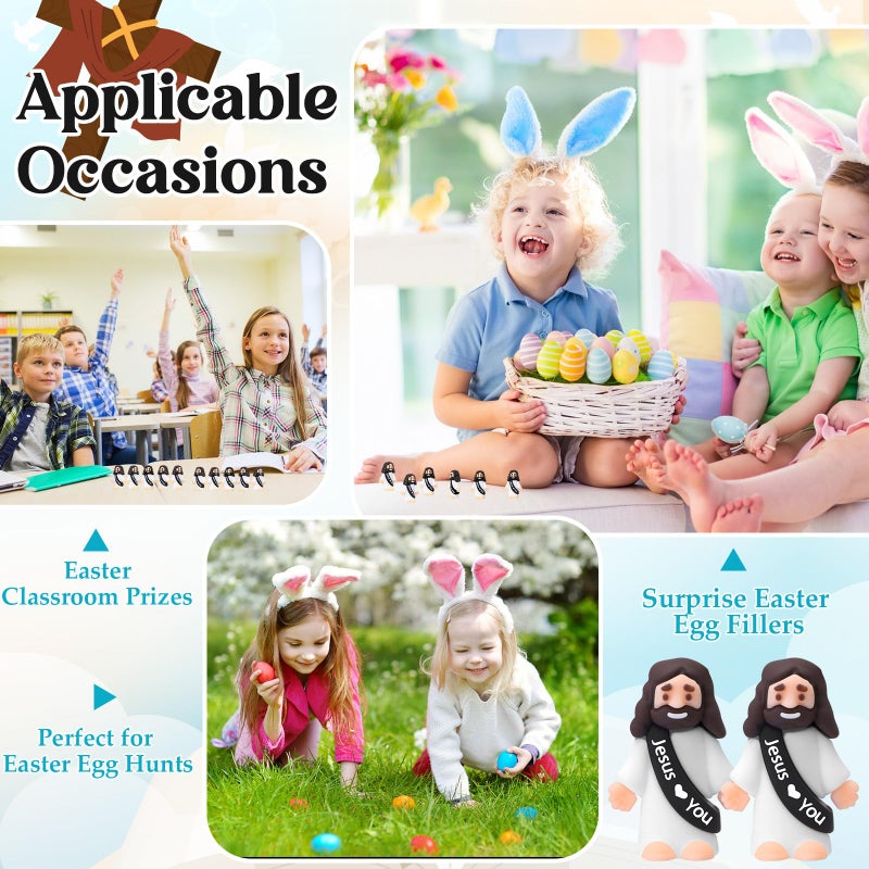 Bememo 25 Pcs Little Jesus Figures Original Design Jesus Love You Mini Rubber Toys to Hide and Seek Christmas Religious Party Favors Sunday School Baptism Gifts(Colorful) - Image 4