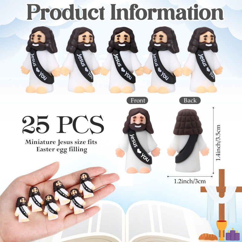 Bememo 25 Pcs Little Jesus Figures Original Design Jesus Love You Mini Rubber Toys to Hide and Seek Christmas Religious Party Favors Sunday School Baptism Gifts(Colorful) - Image 2