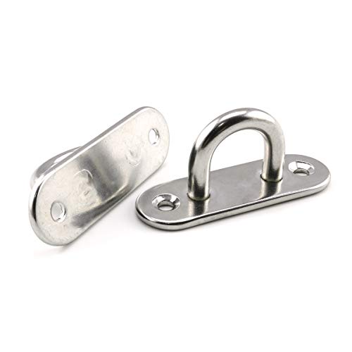 Lind Kitchen 2-Pack M6 Ceiling & Wall Mount Hanging Hardware Fitting Set 304 Stainless Steel Heavy Duty Strip Pad Eye Hook Plate + Snap Hook for Yoga Hammock Swing Marine Boat Application - Image 2