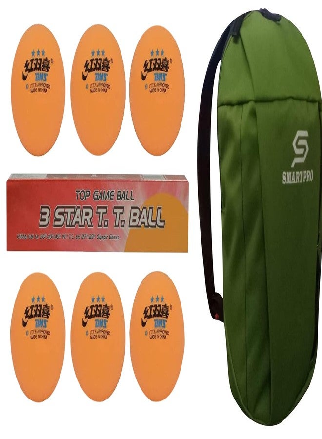دي إتش أس كرة تنس الطاولة DHS 40 مم، 3 نجوم برتقالية (علبة من 6 قطع) 24 قطعة مع غطاء Smart PRO TT خاص، لون أخضر سريع - Image 1
