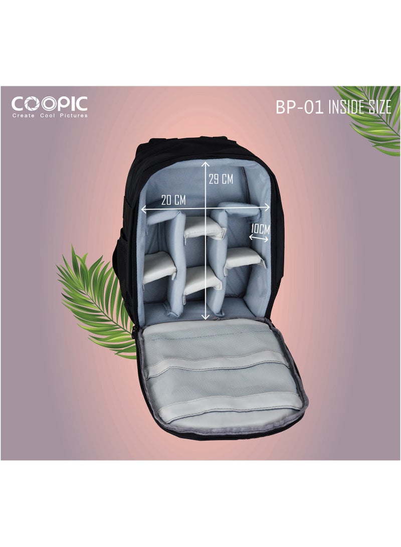Coopic COOPIC BP-01 Professional Camera Backpack for DSLR/SLR/Mirrorless Cameras, with Accessories Compartment and Tripod Holder Camera Case  - Image 5