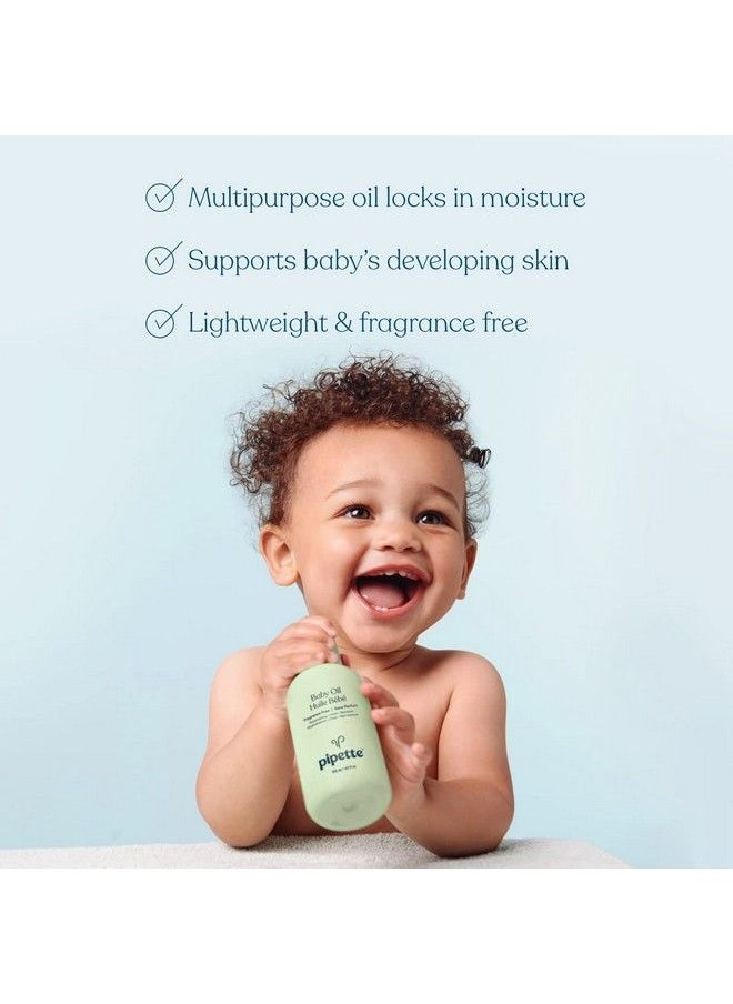 pipette Baby Oil Nurture Moisturize Baby Skin Vitamin E Sensitive Dry Skin Fragrance Free With Renewable Plantderived Squalane 4.5 Fl Oz  - Image 3