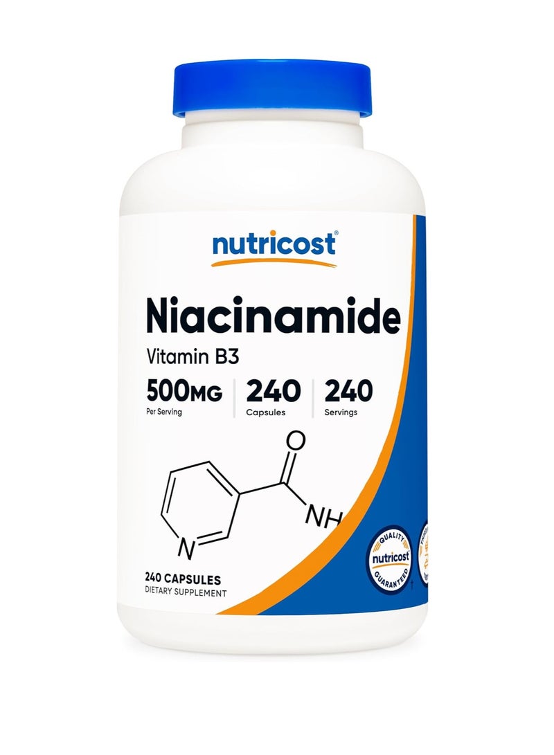 نياسيناميد، فيتامين ب3، 500 مجم، 240 كبسولة - Image 1