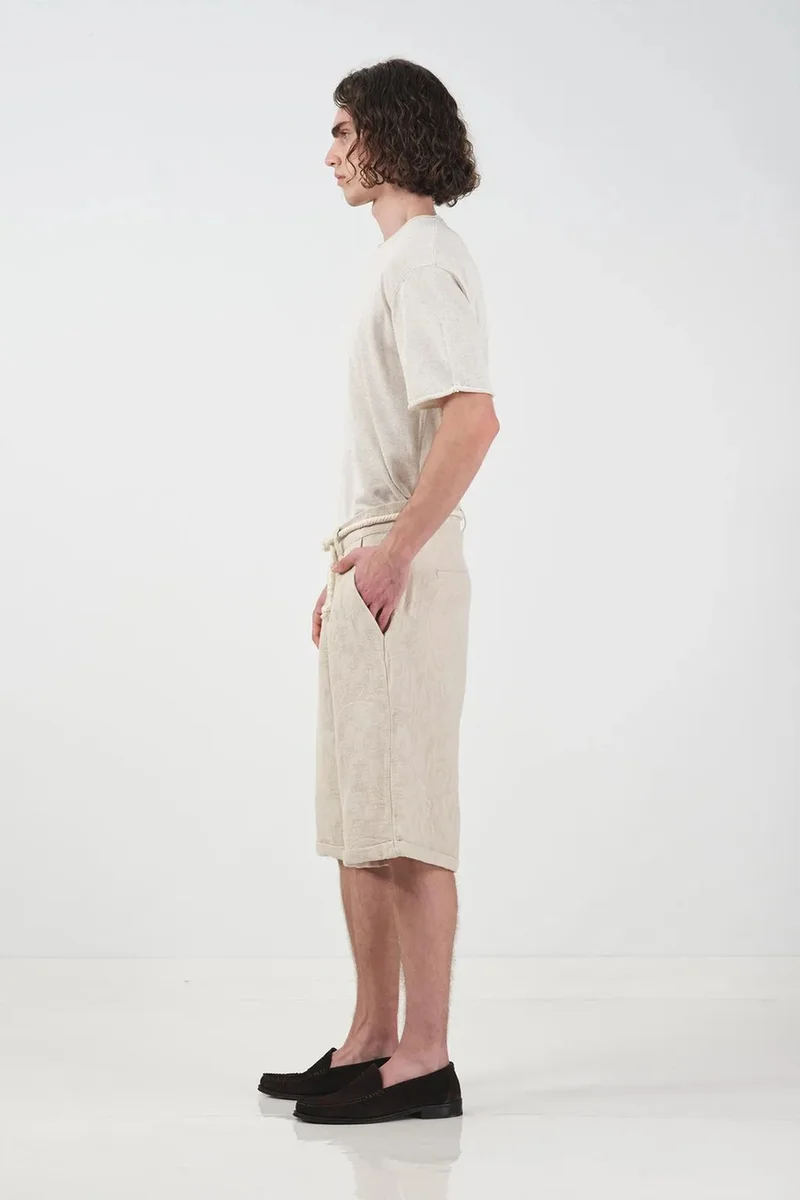 Giesto Oatmeal Natural GIESTO Men's Long Relaxed Cotton Shorts for Men | Best Price UAE