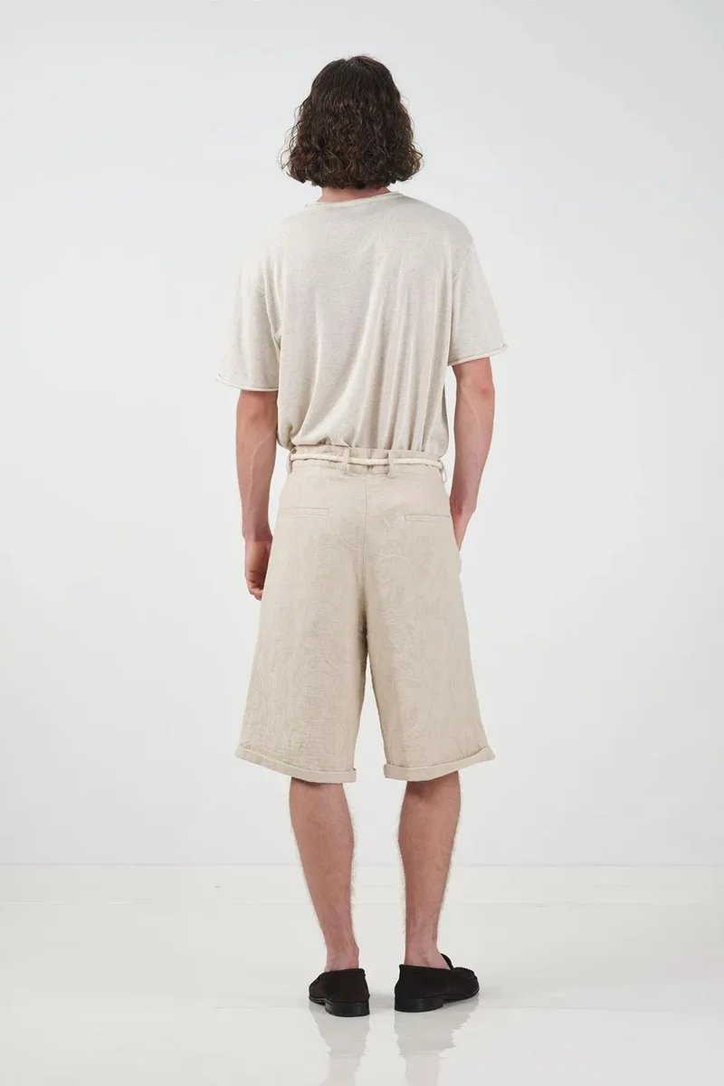 Giesto Oatmeal Natural GIESTO Men's Long Relaxed Cotton Shorts for Men | Best Price UAE
