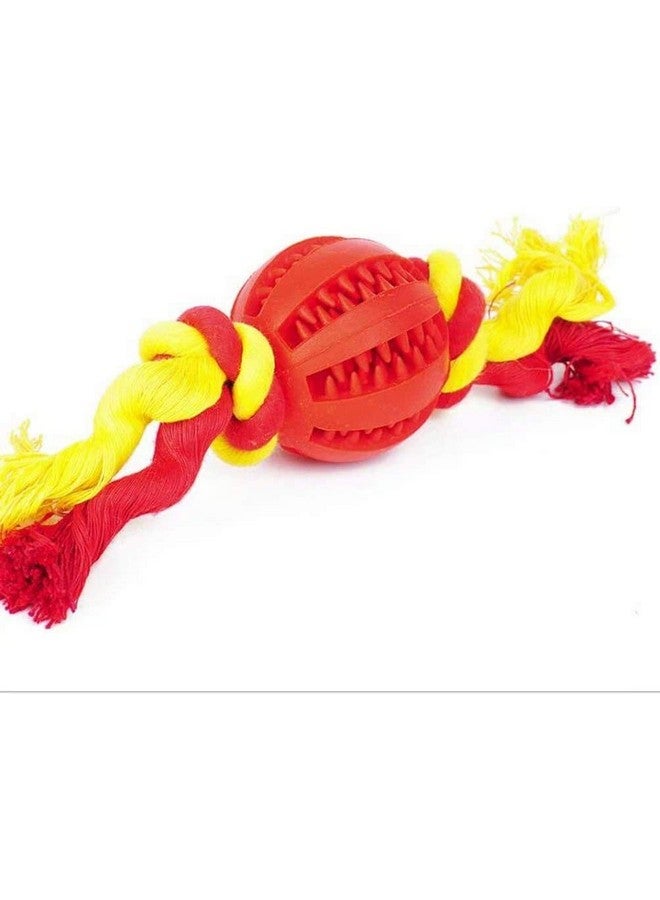 Emily Pets Dog Chew Ball Interactive Toys Cleans Teeth Training Balls Cotton Puzzles Rope For Small Medium Dogs Treats Aggressive Chewers Bits Feeder Dispensing (Color: Red) - Image 1