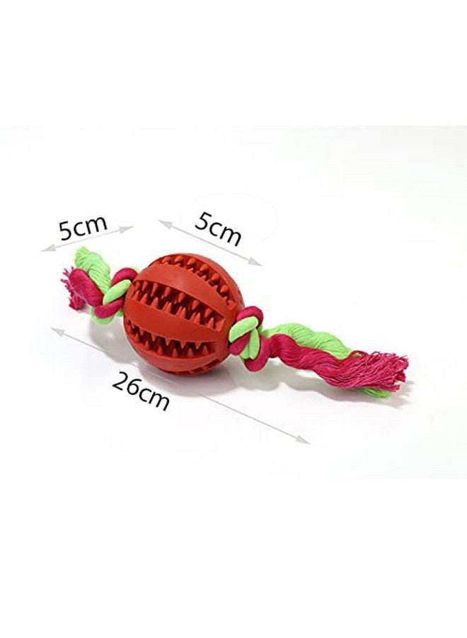 Emily Pets Dog Chew Ball Interactive Toys Cleans Teeth Training Balls Cotton Puzzles Rope For Small Medium Dogs Treats Aggressive Chewers Bits Feeder Dispensing (Color: Red) - Image 2
