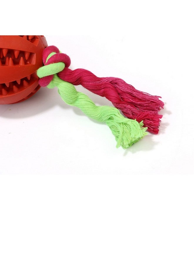 Emily Pets Dog Chew Ball Interactive Toys Cleans Teeth Training Balls Cotton Puzzles Rope For Small Medium Dogs Treats Aggressive Chewers Bits Feeder Dispensing (Color: Red) - Image 3