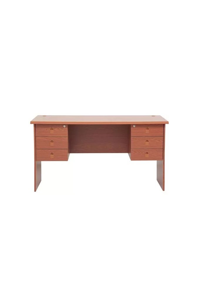 Galaxy Design Office Table with 2 Sided Drawers, Cherry Brown – 160 x 50 x 75 cm - Image 1