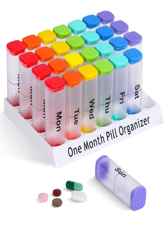 CAidRE Monthly Pill Organizer 2 Times a Day - 28 Day Pill Box AM PM, Clear One Month Pill Case for Vitamins, Supplements, Medications - Daily Medicine Organizer for Home & Travel - Image 1