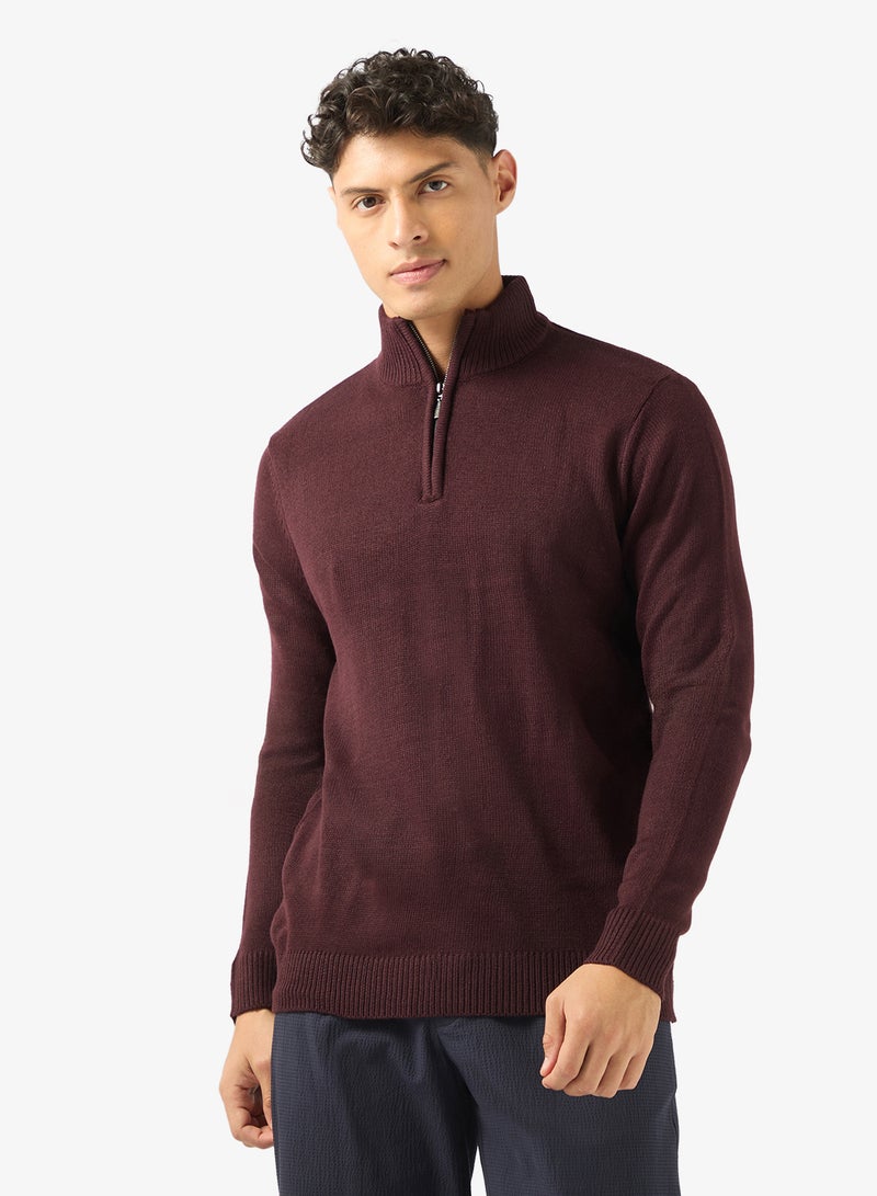 BRAVE SOUL Basic Half Zip Sweater - Image 1