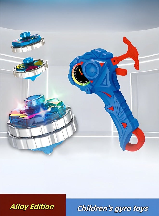 Children's Toys Battle Gyro Upgraded Alloy Light-up Gyro Toys Set Cool Sparring Launcher Suitable for More Than 7 Years Old Boys Girls Toys Gifts (Blue)  - Image 2