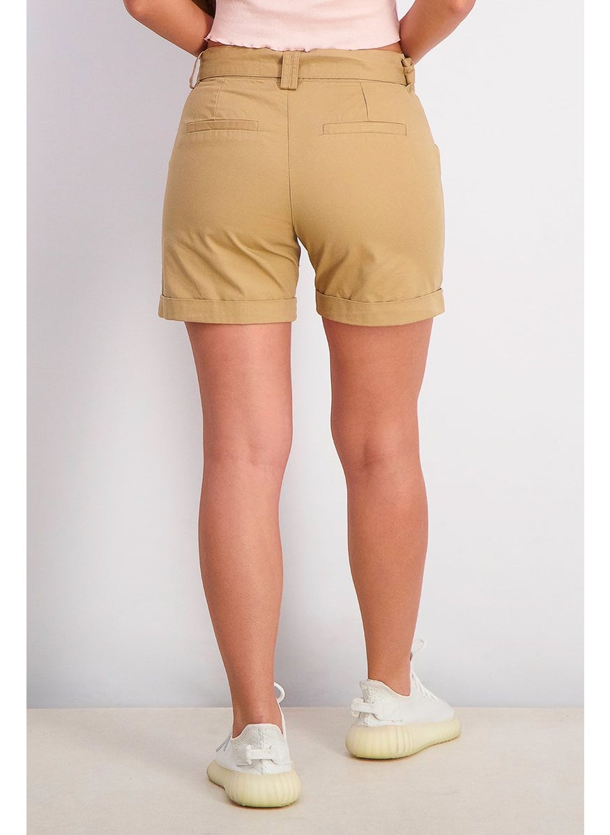 Women Side Pocket Belted Short, Tan - pzsku/Z9C570D353A045D76BC6AZ/45/_/1726109060/9c933089-cc82-4405-85fb-62b53de806a1