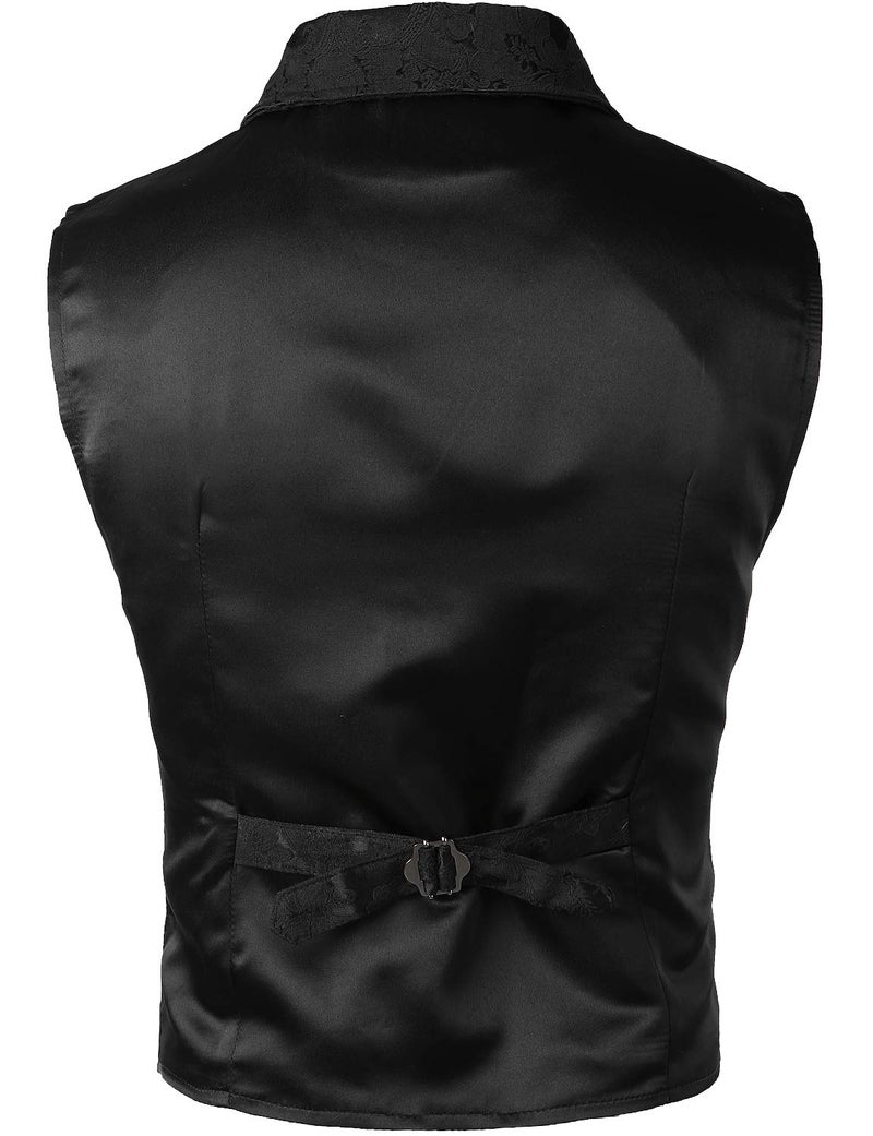 VATPAVE Mens Victorian Suit Vest Steampunk Gothic Waistcoat Medium SU14 Black - Image 3