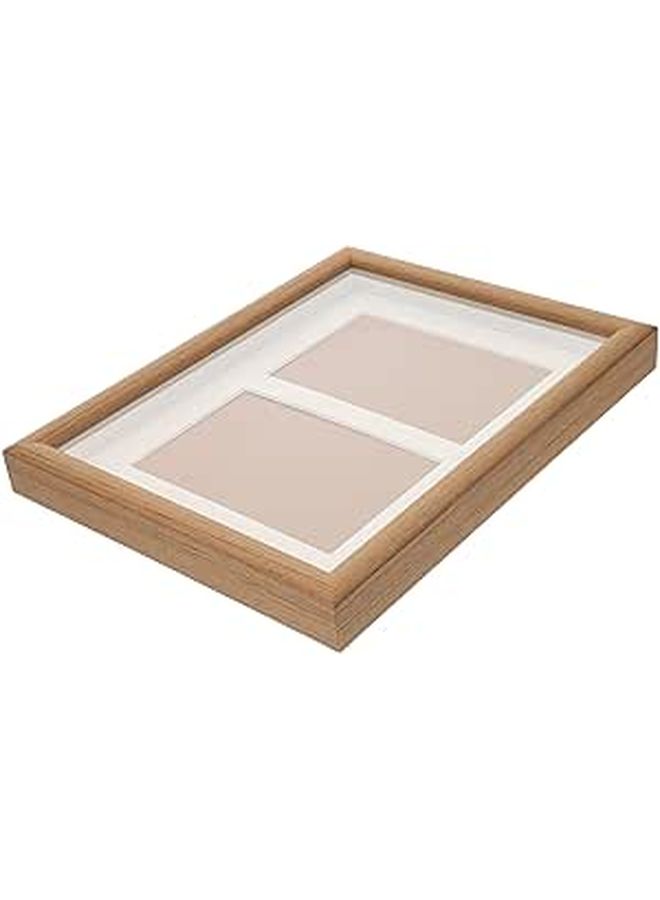إطار صورة خشبي 27.4 × 21 سم حامل مكتبي بلون الساج وتزيين منزلي معلق على الحائط - Image 1