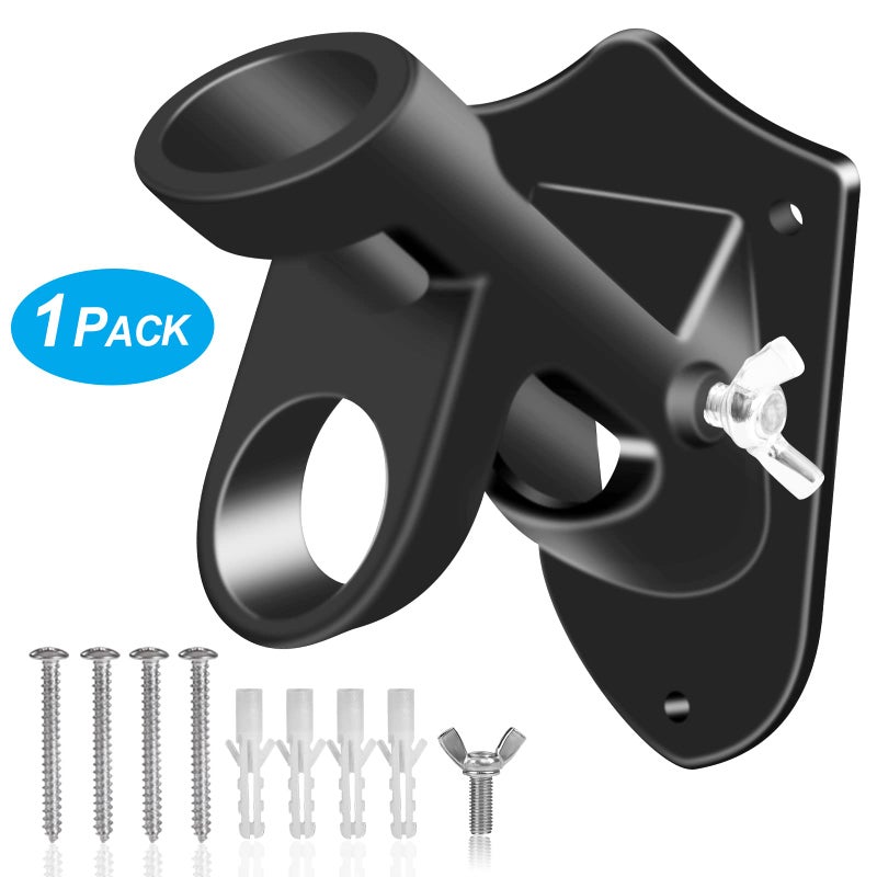 BONWIN Flag Pole Holder Brackets, BONWIN 1" Flag Pole Mounting Bracket with Hardwares for House Wall Mount, 1" Inner Diameter, Two Positions & Aluminium Alloy, Rust Free Coated (Black - 1 Pack) - Image 2