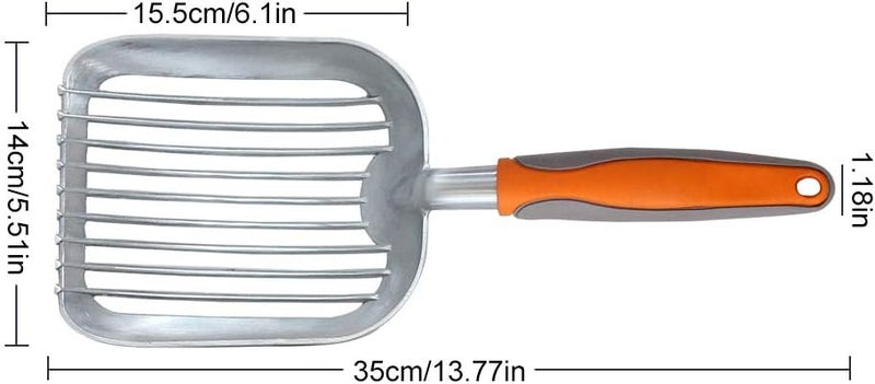 Allmart Cat Litter Scoop Solid Aluminum Alloy Sifter Deep Shovel, Long Handle Cat Metal Scooper, Poop Sifting, Pooper Lifter, Kitty Pet Sifter Durable, Heavy Duty Neater Scoops for Litterbox (white 1) - Image 2