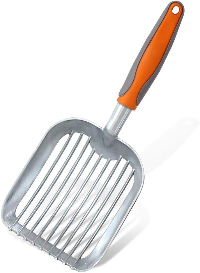 Allmart Cat Litter Scoop Solid Aluminum Alloy Sifter Deep Shovel, Long Handle Cat Metal Scooper, Poop Sifting, Pooper Lifter, Kitty Pet Sifter Durable, Heavy Duty Neater Scoops for Litterbox (white 1) - Image 1