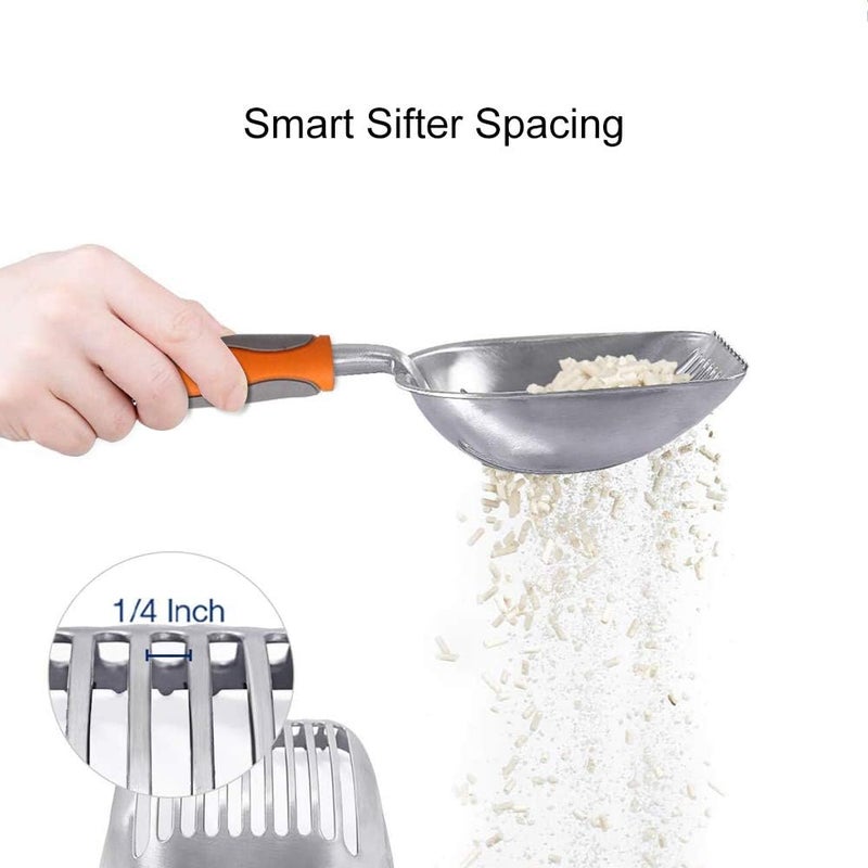 Allmart Cat Litter Scoop Solid Aluminum Alloy Sifter Deep Shovel, Long Handle Cat Metal Scooper, Poop Sifting, Pooper Lifter, Kitty Pet Sifter Durable, Heavy Duty Neater Scoops for Litterbox (white 1) - Image 4